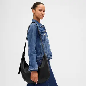 Vegan Pebble Leather Slouchy Crossbody Bag with Adjustable Strap & Zipper Closure - Stylish Durable Everyday Use