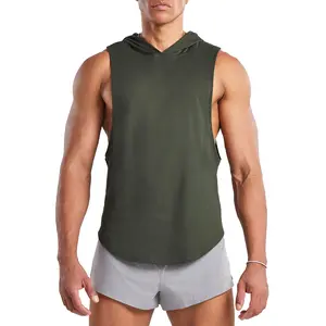 Ouber Men’s Workout Hooded Tank Top Muscle Cut Sleeveless Hoodies for Bodybuilding Running