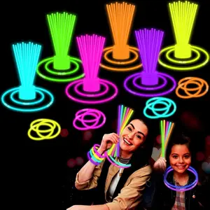 Glow Sticks Party Pack 8"-50, Light up Bracelets & Necklaces Accessories for Kids, Neon Glow in the Dark Party Favor Supplies Decoration for Birthday Camping Wedding Dance Parade Activities