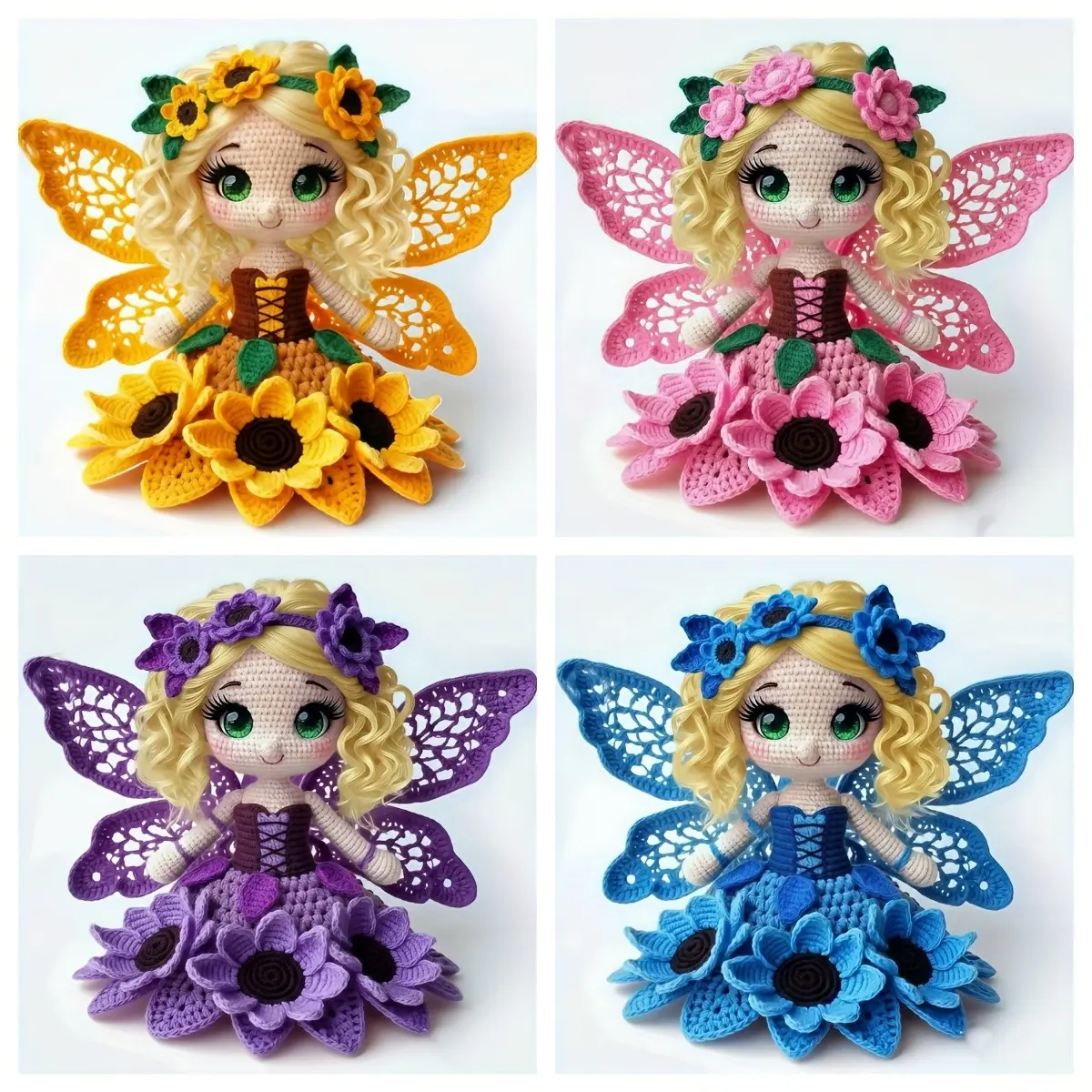 1pc DIY Crochet Doll Making Kit with Yarn & Hook - Handmade Sunflower Elf Dolls Suitable for Seasons, Multicolor Crochet Craft for, Amigurumi Yarn Weaving Project for Gifts, Decor, Doll Collectors