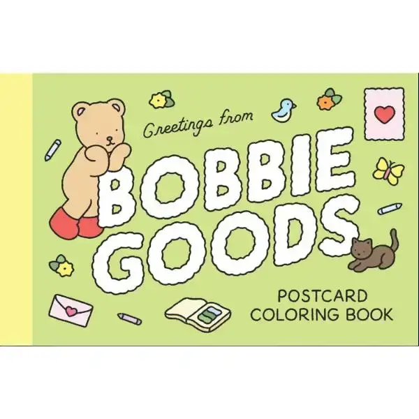 Bobbie Goods Official Edition Durable Coloring Book with 20 Custom Art Cards, Tearable Greeting Cards, Stationery Postcards, Custom Art Card