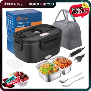 Electric Lunch Box, 80W Food Heater 1,5L for Adults Portable Food Heater with Tableware and Lunch Bag, Car & Home Portable Electronic Food Heater for Home Office Travel Food Storage Fast  , Fork Spoon and Bag Tableware