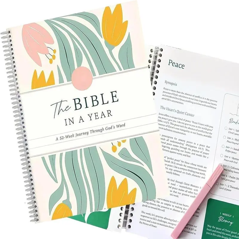 Yearly Bible for Women: 52 Week Study Spiral Bound Bible, Weekly Verses for Spiritual Growth and Reflection Bible Journal