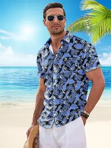 Men's Hawaiian Shirt Tropical Holiday Beach Shirts Short Sleeve Floral Button Down Shirts