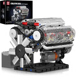 Build King V8 Engine Building Blocks Model Kit 552pcs Detailed Simulation Multi-piece Construction for Ages 14+ Creative Educational Toy Enhancing Mechanical Knowledge, Unisex