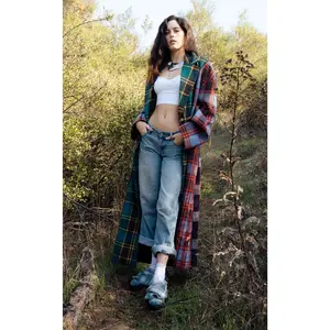 STUDIO-MULTI PLAID TRENCH JACKET