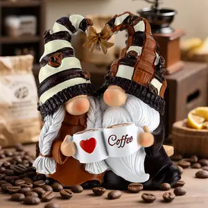 Handmade Resin Dwarf Couple Statue Home Decor Ornament for Coffee Shop Tabletop Display Multi-Tier Trays Gifting