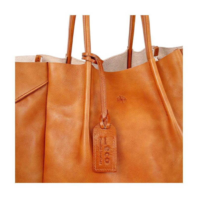 Old Trend Sprout Land Vegetable Dye Leather Tote w/ Zip Pouch