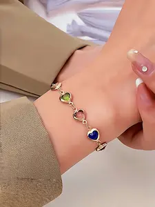 Elegant Heart-Shaped Bracelet with Rhinestones, High-Quality Pendant, Perfect for Parties & Valentine's Day, Ideal Birthday Gift