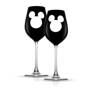 JoyJolt Set of 2 16oz Disney Luxury Mickey Wine Glasses