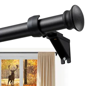 Aluminum Curtain Rod for Windows, 1” Heavy Duty Rust-Resistant Drapery Pole with Adjustable Nylon Brackets, Blackout Curtain Rods for Bedroom,Sliding Glass Doors,Kitchen