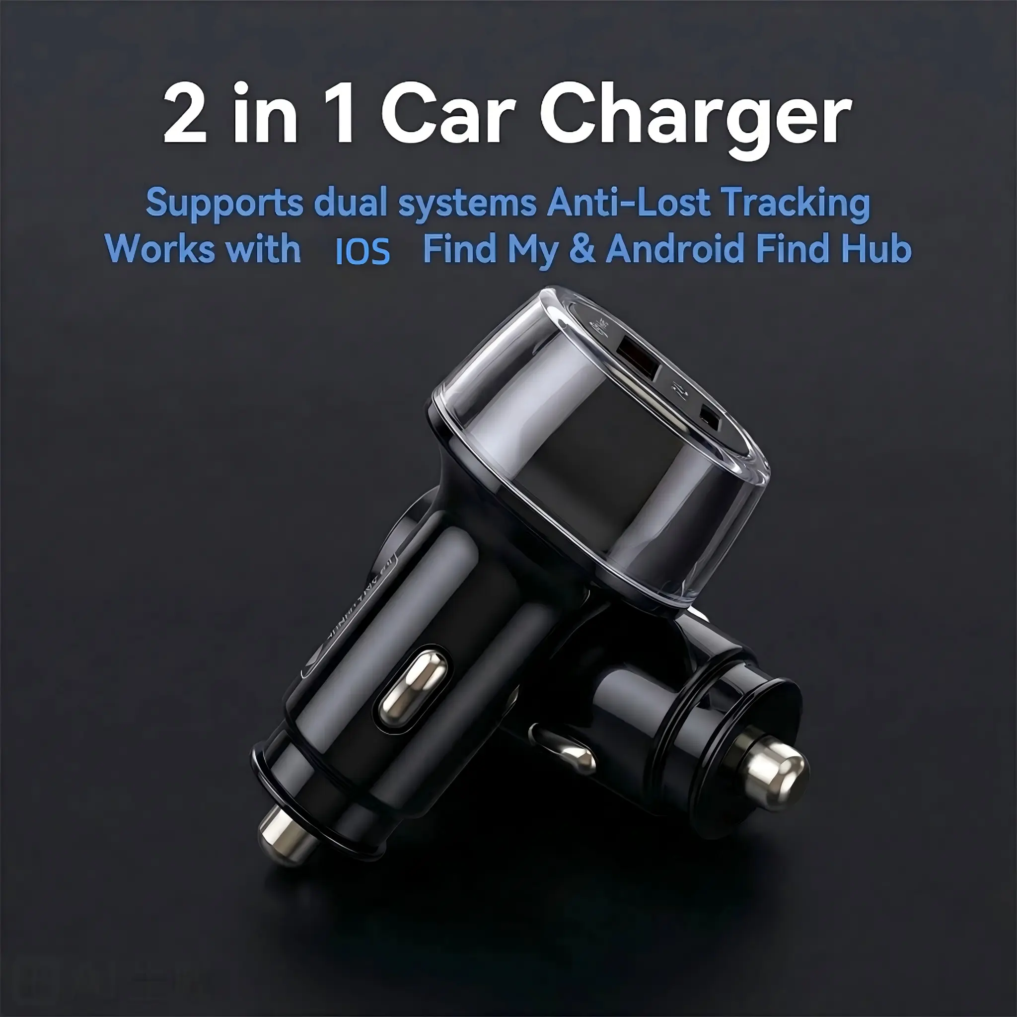 2 in 1 Car Charger GPS Locator, 30W Fast Charging USB C Station for iPhone & Android,Portable Anti-Lost Device for Parking Lot Safety, Must Have Tech Gadgets for Men Women
