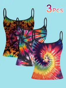 Vintage Hippie Rainbow Tie-Dye Strapless Tank Top, Psychedelic Spiral Gradient Color Halter Shirt, Women's Summer Sleeveless T-Shirt