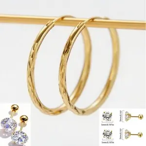 Black Friday Large Golden Hoop Earrings for Women Hypoallergenic Circle Hoops  Earring Jewelry 40mm With 1 Pair Of Ear Studs Gift