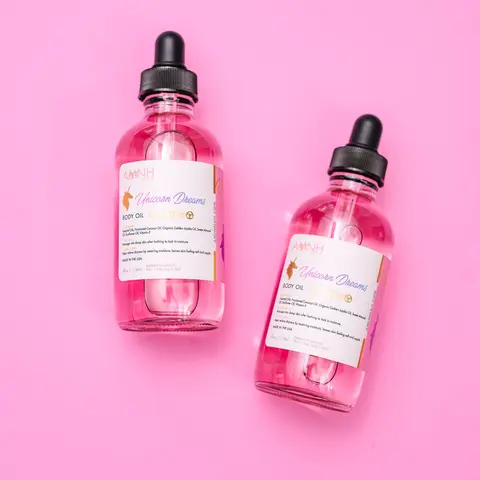 2-PACK "Unicorn Dreams" Body Oil Skin Care Pink Sugar & Cotton Candy Moisturizer Natural Cosmetic