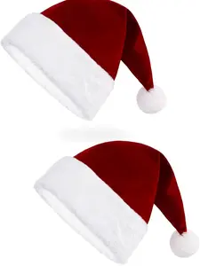 2 Pack Christmas Hat, Santa Hat Xmas Holiday Hat for Unisex