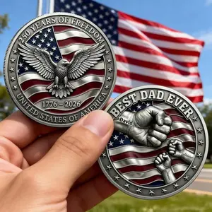 Custom Best Dad Ever Fist Bump American Flag Keepsake Coin,250th Of Freedom Keepsake Coin,1776-2026 Anniversary Gift, Father's Day Gift