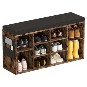 GARVEE Shoe Bench with Cushion Padded Seat, Entryway Shoes Storage, Space-Saving Cubby Organizer, 41x12x21 Inch Storage Ottoman for Hallways, Dorms, and Apartments