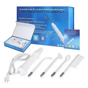 US standard plug, multifunctional 4-in-1 facial high-frequency comb device, portable high-frequency facial stick with 4 tubes, suitable for facial, head, and neck care tools, 110-120V, Halloween gift