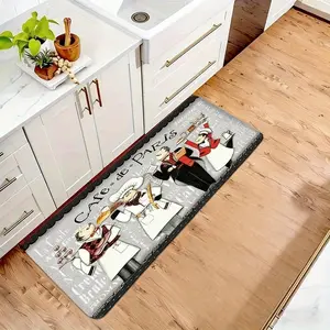 Kitchen mat, American chef's kitchen decorative rug, restaurant waiter rug, anti-fouling, non-slip, soft and comfortable easy to clean, suitable for bedroom, living room, dining room, kitchen, bathroom entrance, laundry room carpet floor mat