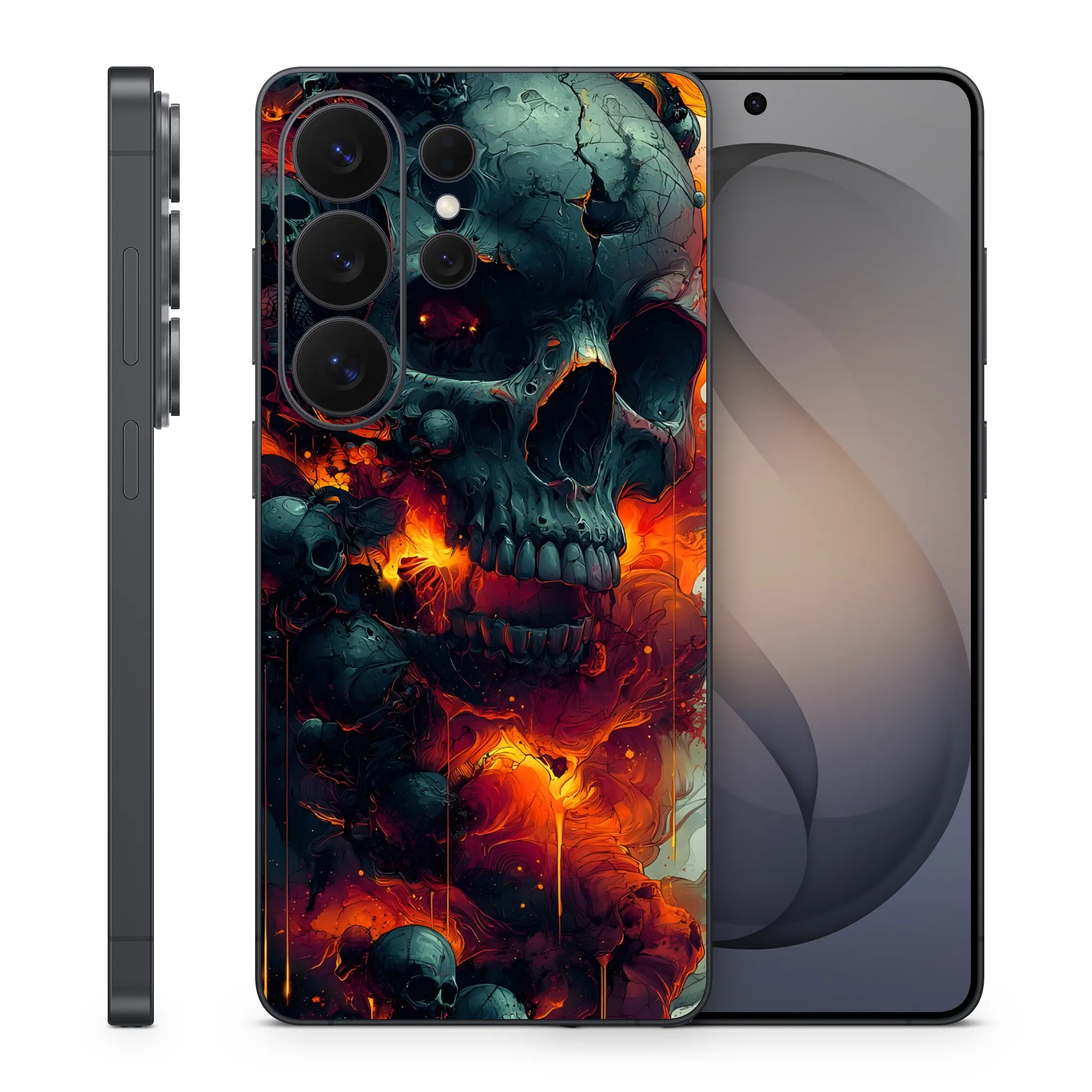 Dark Skulls Vinyl Phone Skins Compatible With Samsung Galaxy S 25 Ultra, S26 Ultra, S26