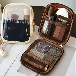 PVC Mini Portable Makeup Bag, Makeup Storage Organizer, 1 Pc TravelBeauty and Toiletry Storage Bag, Exquisite MiniLipstick Pouch for Students and Women, Gift forSisters,Girls, Friends and Teachers