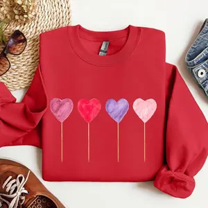 Watecolor Lollipops, Candy, Sweets, Suckers, Sweatshirt, Valentine's Day, Crew Neck, Women's, Crewneck, Valentine's Day, Love, Heart, Cupid