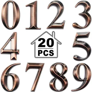 3D Mailbox Numbers 0-9 Self Adhesive 2 Inch Address Numbers Stickers Door House Style Street Mailbox Sign for Apartment Home Office(Bronze,20 Pieces)
