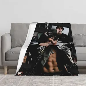 Korean Aesthetic Minimalist Pattern Blanket Premium Ultra Soft Flannel Fleece Warm Throw Luxury Sofa Cover Comfy Nap Blankets for Couch Bed Home Office Air Conditioning Travel Camping Practical Gift Choice for Sisters