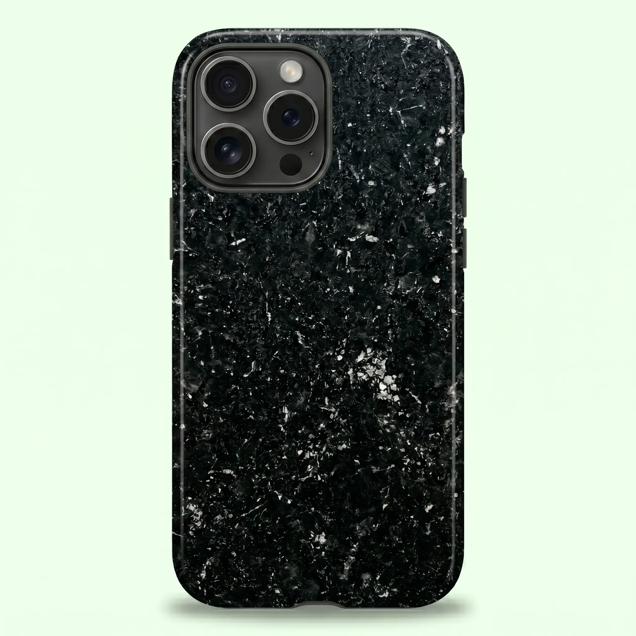 [ Launch Deal ] Black Granite Stone Texture Phone Tough Case, Shockproof Protective Cover With Natural Rock Pattern