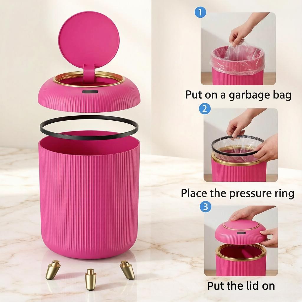 Touchless Motion Sensor Trash Can – Infrared Sensing, Odor-Sealing & Waterproof, Silent Close! Perfect for Bathroom & Bedroom, Smart & Hygienic Home Upgrade.