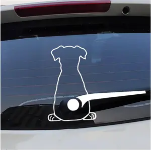 Cute Dog Car Rear Windshield Wiper Sticker, Funny Cartoon Puppy Moving Tail Rear Window Wiper Decal, Lovely Dog Wagging Tail Auto Windscreen Decorations, Universal for Vehicles (Style B)