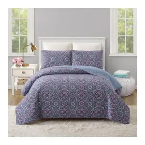 Modern Heirloom Lavender Florals 3-PC Full/Queen Quilt Set