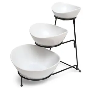 3 Tier Oval Bowl Porcelain Serveware Set
