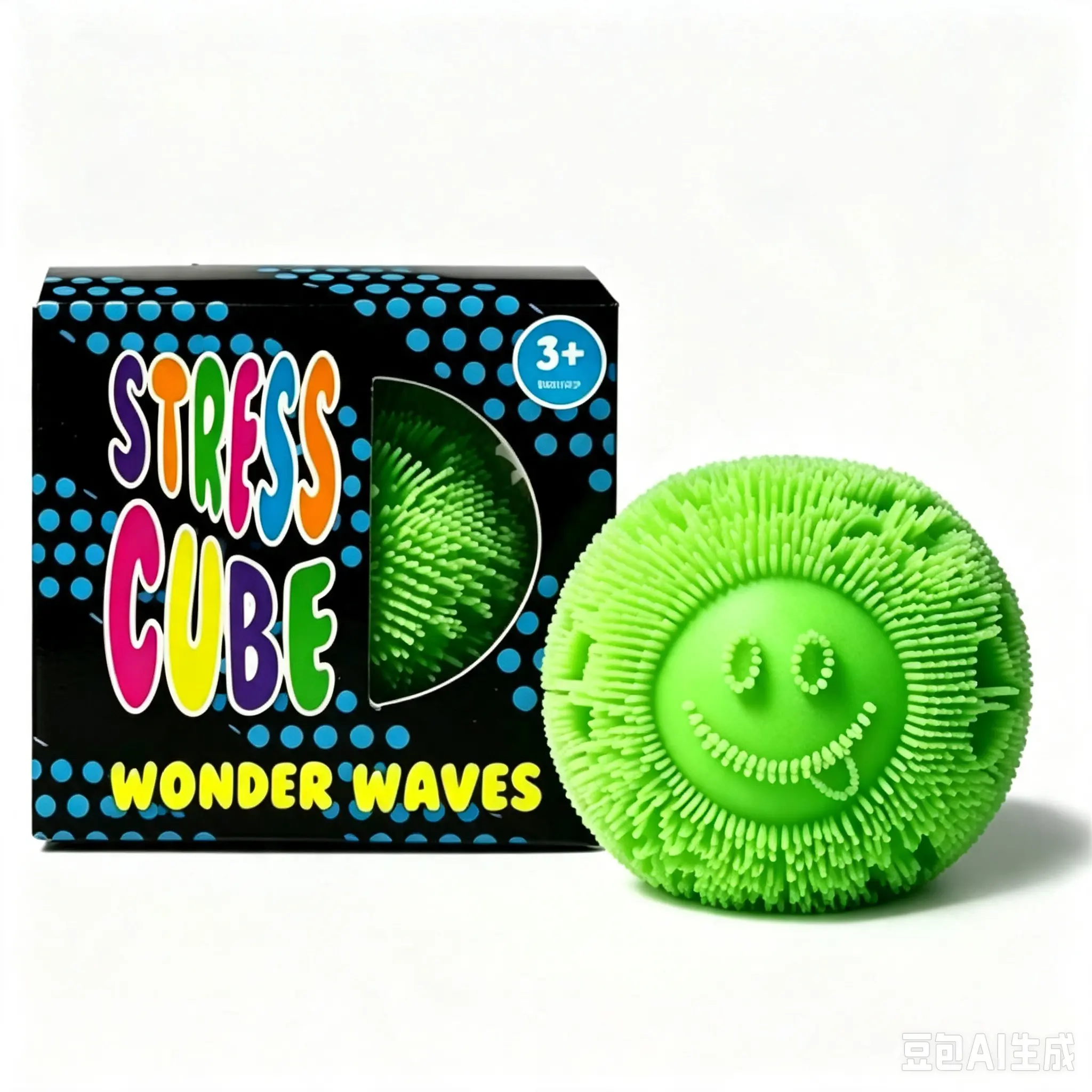 Smile Face Fuzzy Stress Ball Squeeze Fidget Toy for Kids Adults Anxiety Relief