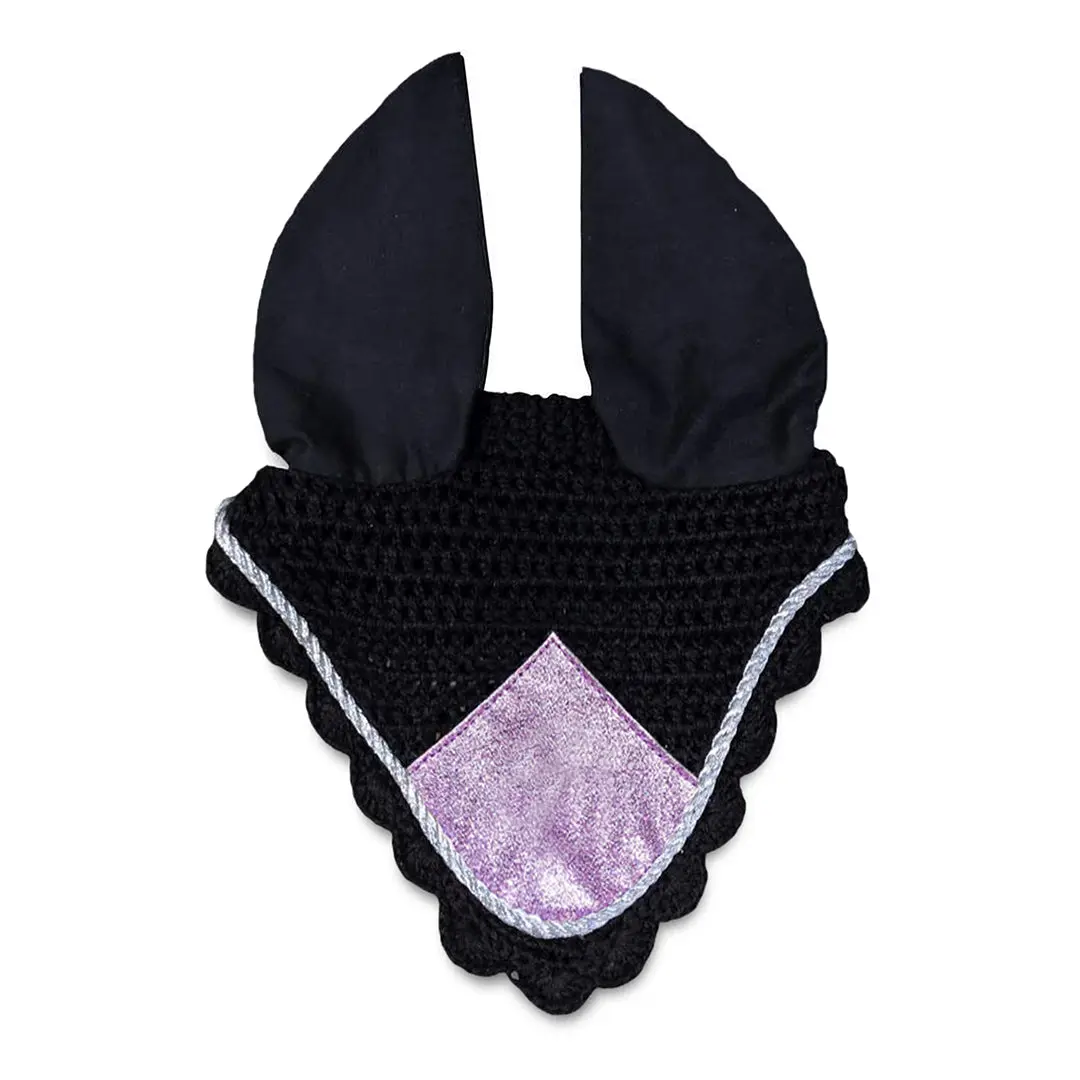 Lavender Fly Hat | Horse Fly Bonnet, Silver Edge, Breathable Knitted Base, Elastane Ears | Equestroom