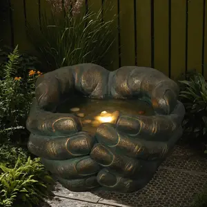 Tankana Zen Buddha's Hand Water Fountain with LED Lights & Pump for Patio Porch Deck Yard Home Decor 19.7"H x 17.5"L x 12.2"W Resin Material UL Certified Zen Garden Feature