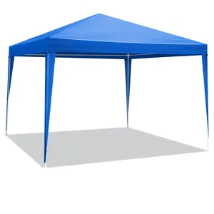 10'x10' Outdoor Party Tent Blue Patio Canopy Gazebo with Removable Sidewalls Easy Assembly for Weddings Birthdays Beach BBQ Portable Carry Bag