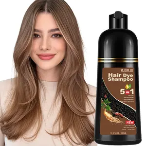 Hair Dye Shampoo 5-in-1 for Women & Men, Hair Color Shampoo for Gray Hair Coverage, Long-Lasting Brown Hair Color, Easy Home Hair Dye & Root Touch Up, Suitable for All Hair Types, (Light Brown)17.6 Fl Oz