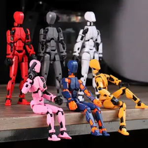 Single Pack 3D Printed Multi-Jointed Titan Action Figure Collection, Articulated Joints, Multiple Accessories, Colors, Gestures, Creative Office Decor, Unassembled Gift