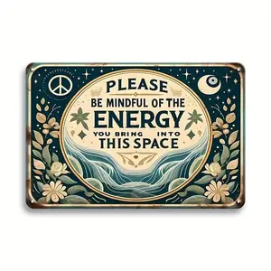 Vintage Metal Tin Sign Featuring Letter and Floral Pattern Decorative Plaque for Home Living Room Bedroom Bar Cafe Restaurant and Garage Wall Decor