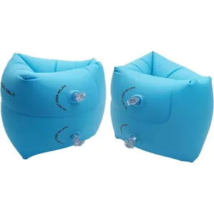 Inflatable Arm Floaties for Toddlers, Blow up Water Wings for Kids, Blue Swimming Arm Bands Floatation for Children and Adults 30-150LBS
