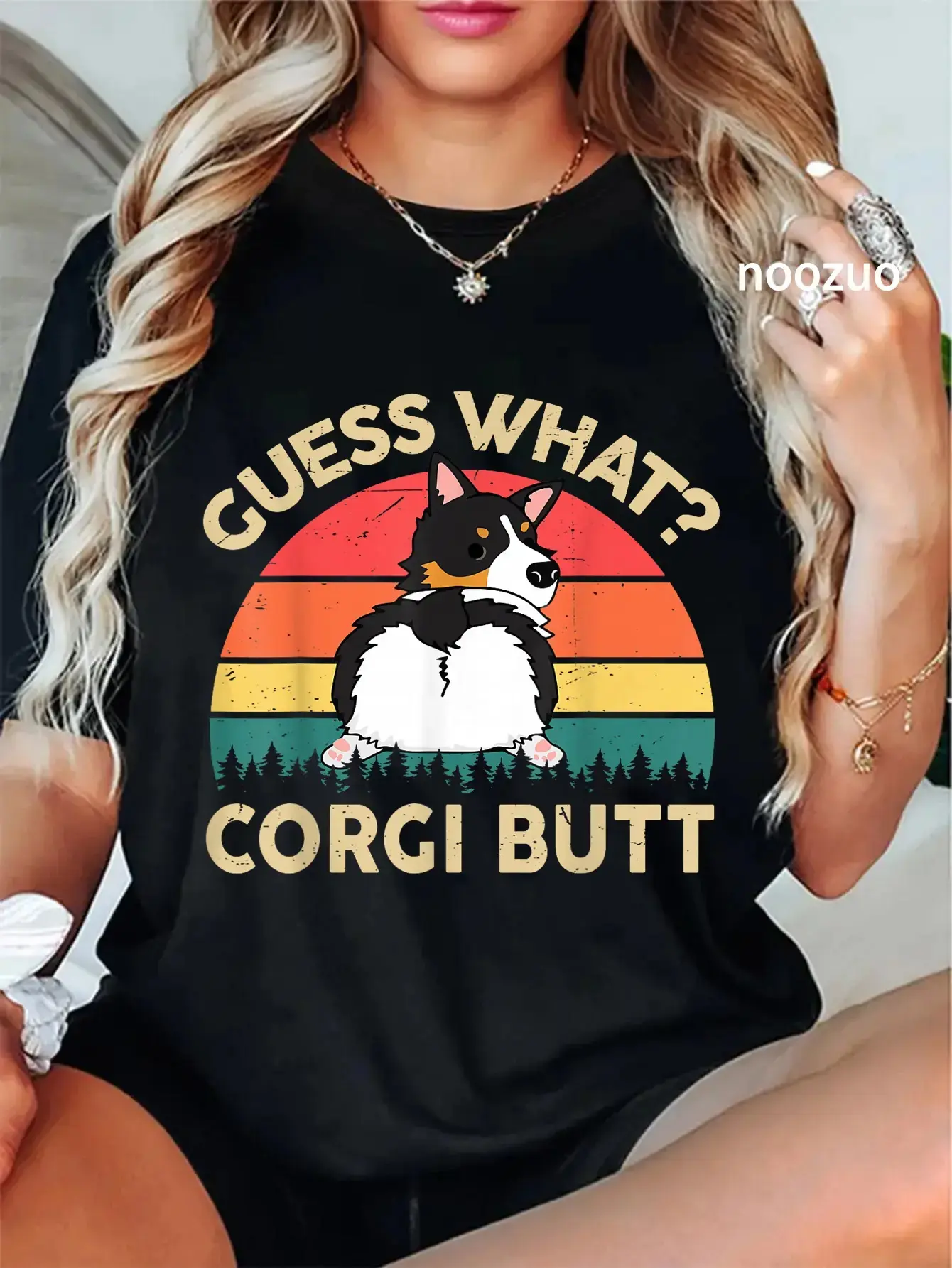 100% Cotton Tricolor Corgi - Guess What Corgi Butt - Black Tri Corgi T-Shirt