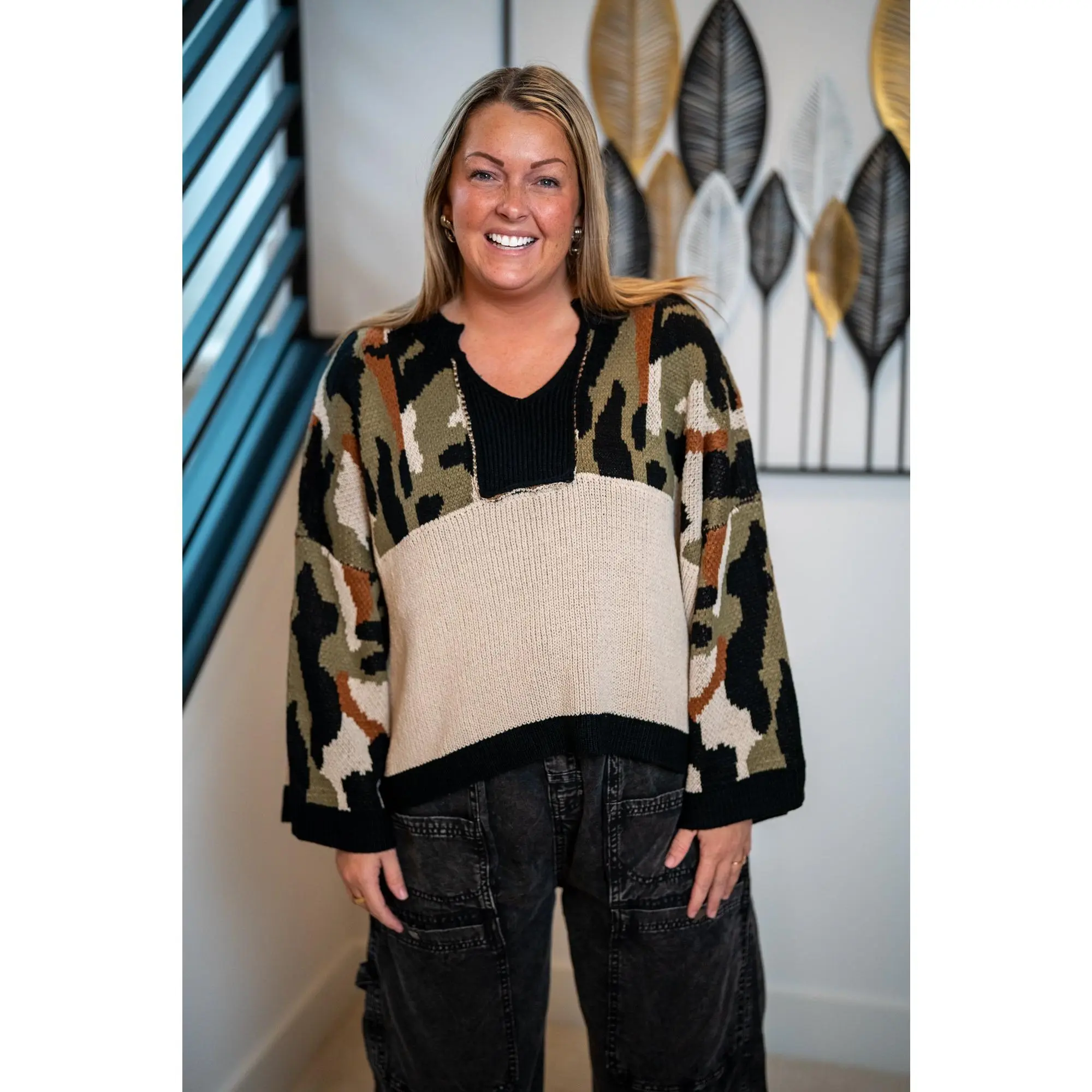 Mello Camouflage Knit Sweater