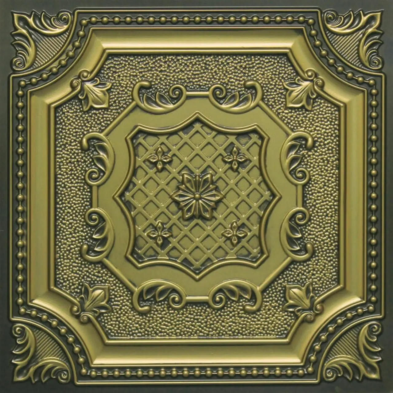 From Plain To Beautiful In Hours Faux Tin PVC Drop Ceiling Tiles - 2 ft. x 2 ft. #258, Glue-Up/Lay-In, Water Resistant, Residential/Commercial Use, Aesthetic Appeal, Pack of 10 (40 sqft)