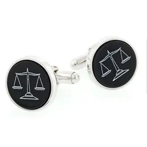Sterling Silver Cufflinks with Onyx Etched  Legal Symbol