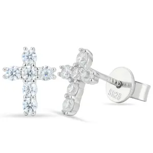 【E528】UCClYO Unisex Cross Earrings 925 Sterling Silver Synthetic Moissanite Cross Earrings Lightweight Accessories Fashion Jewelry Party Girl Accessories Birthday Gift Earrings