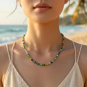 Dopamine Bohemian Jewelry Set, Colorful Beaded Tiger Eye Bracelet and Natural Stone Necklace, Boho Fashion Accessories for Women
