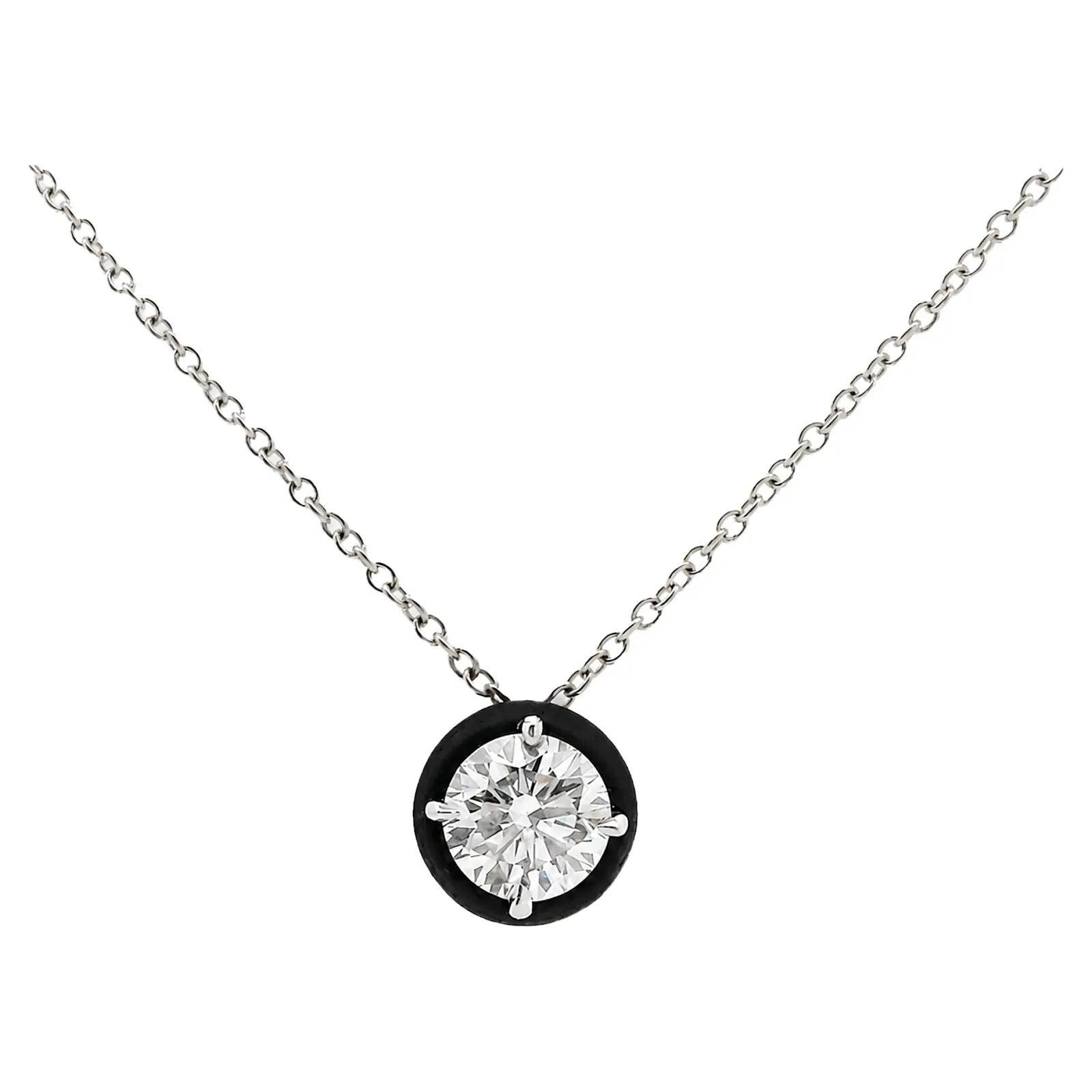 White Gold Eclipse Solitaire Necklace