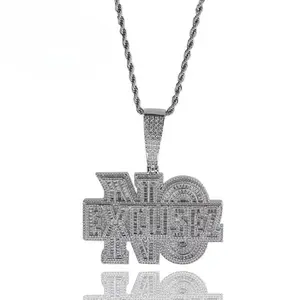 [ICE HUE]18K Gold Vacuum Plated Copper with 5A+ Sri Lanka Zircon NO EXCUSEZ Letter Pendant With Necklace Miami Italy Mexico & Micro Inspired for Women & Men Luxury Jewelry,Daily Wear,Casual Fashion,Gift Idea,Chicano,Classic,Hip Hop,Simple,Sporty Style